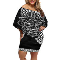 Geometric Head Lion Off Shoulder Short Dress - Wonder Print Shop