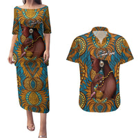 Personalized Black Girl Flora Couples Matching Puletasi and Hawaiian Shirt African Women - Wonder Print Shop
