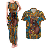 Personalized Black Girl Flora Couples Matching Tank Maxi Dress and Hawaiian Shirt African Women - Wonder Print Shop