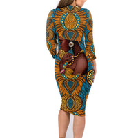 Personalized Black Girl Flora Family Matching Long Sleeve Bodycon Dress and Hawaiian Shirt African Women - Wonder Print Shop