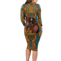 Personalized Black Girl Flora Long Sleeve Bodycon Dress African Women - Wonder Print Shop
