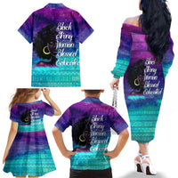 Black Strong Women Blessed Educated Family Matching Off Shoulder Long Sleeve Dress and Hawaiian Shirt African Girl - Wonder Print Shop