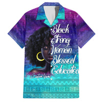 Black Strong Women Blessed Educated Family Matching Off Shoulder Short Dress and Hawaiian Shirt African Girl - Wonder Print Shop