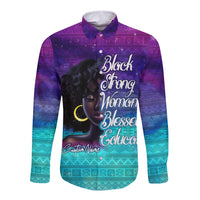 Black Strong Women Blessed Educated Long Sleeve Button Shirt African Girl - Wonder Print Shop