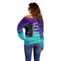 Black Strong Women Blessed Educated Off Shoulder Sweater African Girl - Wonder Print Shop