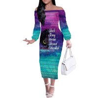 Black Strong Women Blessed Educated Off The Shoulder Long Sleeve Dress African Girl - Wonder Print Shop