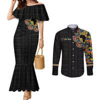 Personalized Sleeve African Pattern Couples Matching Mermaid Dress and Long Sleeve Button Shirt Multi-Colored