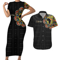 Personalized Sleeve African Pattern Couples Matching Short Sleeve Bodycon Dress and Hawaiian Shirt Multi-Colored - Wonder Print Shop
