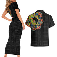 Personalized Sleeve African Pattern Couples Matching Short Sleeve Bodycon Dress and Hawaiian Shirt Multi-Colored - Wonder Print Shop