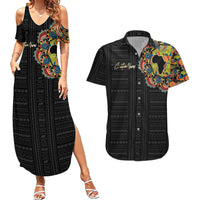 Personalized Sleeve African Pattern Couples Matching Summer Maxi Dress and Hawaiian Shirt Multi-Colored - Wonder Print Shop