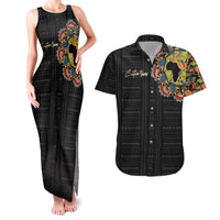 Personalized Sleeve African Pattern Couples Matching Tank Maxi Dress and Hawaiian Shirt Multi-Colored - Wonder Print Shop