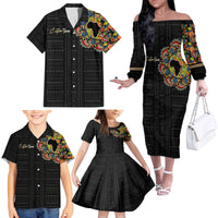 Personalized Sleeve African Pattern Family Matching Off Shoulder Long Sleeve Dress and Hawaiian Shirt Multi-Colored - Wonder Print Shop