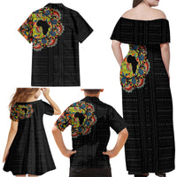 Personalized Sleeve African Pattern Family Matching Off Shoulder Maxi Dress and Hawaiian Shirt Multi-Colored - Wonder Print Shop