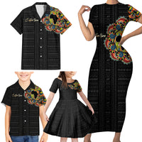 Personalized Sleeve African Pattern Family Matching Short Sleeve Bodycon Dress and Hawaiian Shirt Multi-Colored - Wonder Print Shop