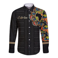 Personalized Sleeve African Pattern Long Sleeve Button Shirt Multi-Colored - Wonder Print Shop