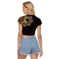 Personalized Sleeve African Pattern Raglan Cropped T Shirt Multi-Colored - Wonder Print Shop