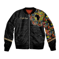 Personalized Sleeve African Pattern Sleeve Zip Bomber Jacket Multi-Colored - Wonder Print Shop