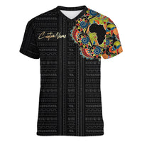 Personalized Sleeve African Pattern Women V Neck T Shirt Multi-Colored - Wonder Print Shop