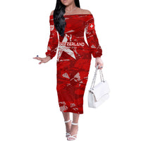 Personalized Switzerland Football 2024 Off The Shoulder Long Sleeve Dress Trophy Wing Style - Wonder Print Shop
