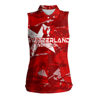 Personalized Switzerland Football 2024 Women Sleeveless Polo Shirt Trophy Wing Style - Wonder Print Shop