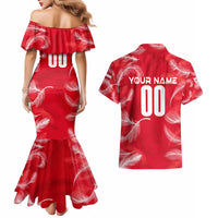 Personalized Austria Football 2024 Couples Matching Mermaid Dress and Hawaiian Shirt Trophy Wing Style - Wonder Print Shop