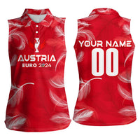Personalized Austria Football 2024 Women Sleeveless Polo Shirt Trophy Wing Style - Wonder Print Shop