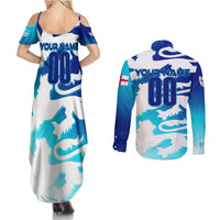 Personalized England Football 2024 Couples Matching Summer Maxi Dress and Long Sleeve Button Shirt Trophy Wing Style - Wonder Print Shop