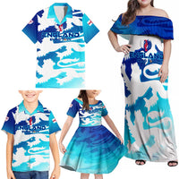 Personalized England Football 2024 Family Matching Off Shoulder Maxi Dress and Hawaiian Shirt Trophy Wing Style - Wonder Print Shop