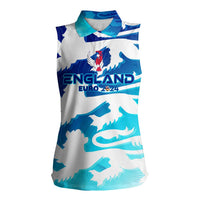 Personalized England Football 2024 Women Sleeveless Polo Shirt Trophy Wing Style - Wonder Print Shop