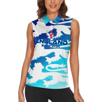 Personalized England Football 2024 Women Sleeveless Polo Shirt Trophy Wing Style - Wonder Print Shop