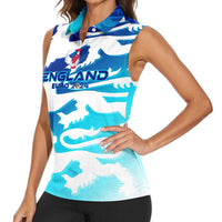 Personalized England Football 2024 Women Sleeveless Polo Shirt Trophy Wing Style - Wonder Print Shop