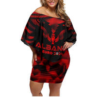 Personalized Albania Football 2024 Family Matching Off Shoulder Short Dress and Hawaiian Shirt Trophy Wing Style - Wonder Print Shop