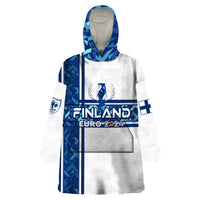 Personalized Finland Football 2024 Wearable Blanket Hoodie Trophy Wing Style - Wonder Print Shop