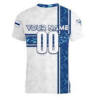 Personalized Finland Football 2024 Women V-Neck T-Shirt Trophy Wing Style - Wonder Print Shop