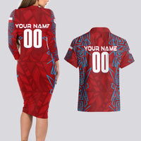 Personalized Czech Republic Football 2024 Couples Matching Long Sleeve Bodycon Dress and Hawaiian Shirt Trophy Wing Style - Wonder Print Shop