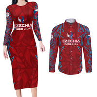 Personalized Czech Republic Football 2024 Couples Matching Long Sleeve Bodycon Dress and Long Sleeve Button Shirt Trophy Wing Style - Wonder Print Shop