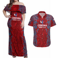 Personalized Czech Republic Football 2024 Couples Matching Off Shoulder Maxi Dress and Hawaiian Shirt Trophy Wing Style - Wonder Print Shop
