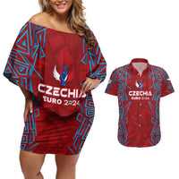 Personalized Czech Republic Football 2024 Couples Matching Off Shoulder Short Dress and Hawaiian Shirt Trophy Wing Style - Wonder Print Shop