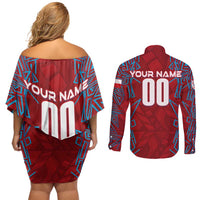 Personalized Czech Republic Football 2024 Couples Matching Off Shoulder Short Dress and Long Sleeve Button Shirt Trophy Wing Style - Wonder Print Shop