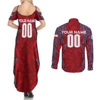 Personalized Czech Republic Football 2024 Couples Matching Summer Maxi Dress and Long Sleeve Button Shirt Trophy Wing Style - Wonder Print Shop