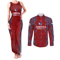 Personalized Czech Republic Football 2024 Couples Matching Tank Maxi Dress and Long Sleeve Button Shirt Trophy Wing Style - Wonder Print Shop