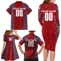 Personalized Czech Republic Football 2024 Family Matching Long Sleeve Bodycon Dress and Hawaiian Shirt Trophy Wing Style - Wonder Print Shop