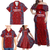 Personalized Czech Republic Football 2024 Family Matching Off Shoulder Maxi Dress and Hawaiian Shirt Trophy Wing Style - Wonder Print Shop