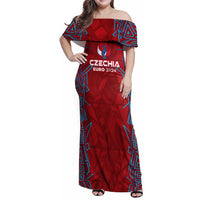 Personalized Czech Republic Football 2024 Family Matching Off Shoulder Maxi Dress and Hawaiian Shirt Trophy Wing Style - Wonder Print Shop