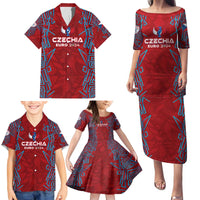 Personalized Czech Republic Football 2024 Family Matching Puletasi and Hawaiian Shirt Trophy Wing Style - Wonder Print Shop