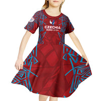Personalized Czech Republic Football 2024 Kid Short Sleeve Dress Trophy Wing Style - Wonder Print Shop