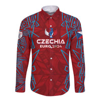 Personalized Czech Republic Football 2024 Long Sleeve Button Shirt Trophy Wing Style - Wonder Print Shop