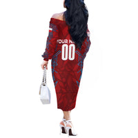 Personalized Czech Republic Football 2024 Off The Shoulder Long Sleeve Dress Trophy Wing Style - Wonder Print Shop