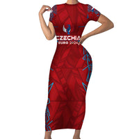 Personalized Czech Republic Football 2024 Short Sleeve Bodycon Dress Trophy Wing Style - Wonder Print Shop