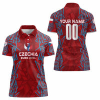 Personalized Czech Republic Football 2024 Women Polo Shirt Trophy Wing Style - Wonder Print Shop